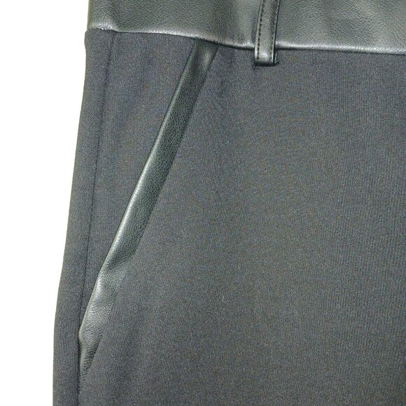 ADREIENNE LANDAU ONYX WIDE LEG, LEATHER ACCENT, BLACK PANTS SIZE XL, NWOT - Picture 3 of 9